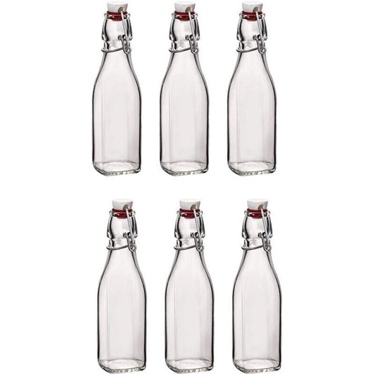 SET 6 BOTTIGLIE IN VETRO SWING CON TAPPO A CHIUSURA ERMETICA 0.250 LT
