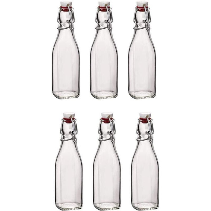 SET 6 BOTTIGLIE IN VETRO SWING CON TAPPO A CHIUSURA ERMETICA 0.250 LT