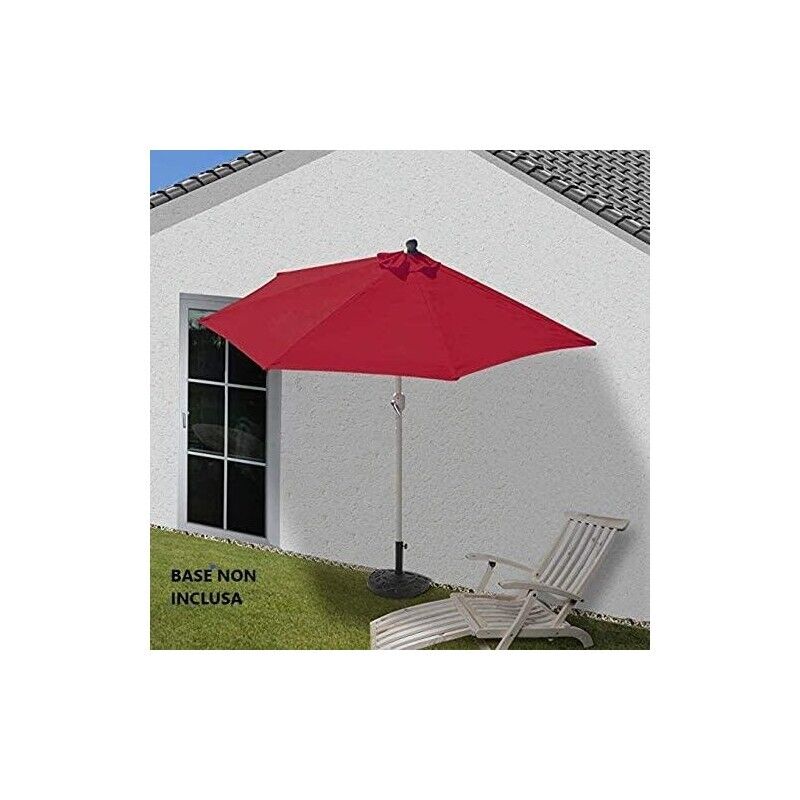OMBRELLONE MEZZALUNA DA MURO IN ALLUMINIO COLORE BORDEAUX 300 X 150 X H 250 CM