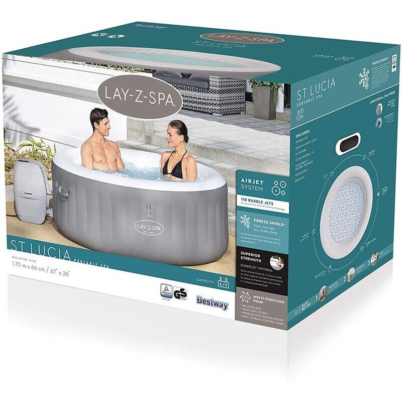 BESTWAY 60037 MINIPISCINA IDROMASSAGGIO GONFIABILE LAY-Z-SPA SANTA LUCIA AIRJET 170 X 66 CM