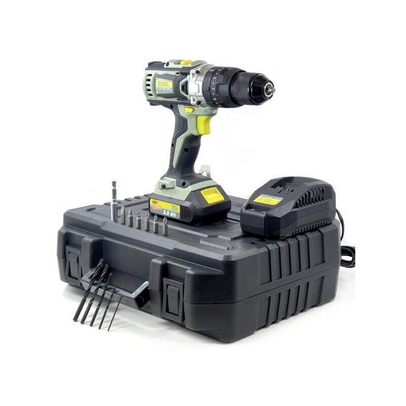 KIT VALIGETTA TRAPANO AVVITATORE KOMBO PRO BATTERIA 20 VOLT 2AH + 13 ACCESSORI