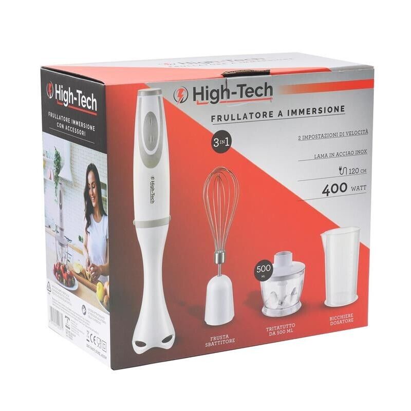 HIGH-TECH FRULLATORE A IMMERSIONE 3 IN 1 400 W A 2 VELOCITÀ CON ACCESSORI