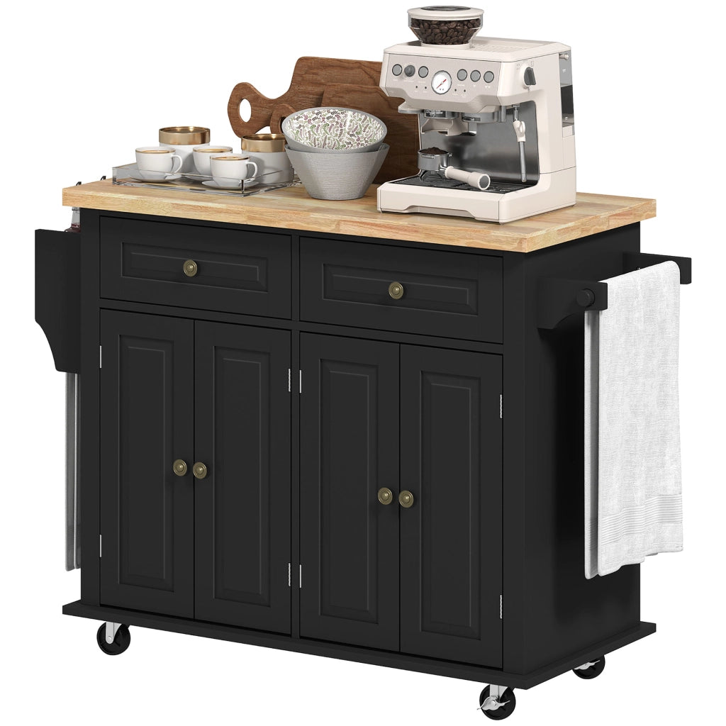 Carrello da Cucina con Ruote e Ripiani Regolabili ¨C zephmum ¨C Nero, Legno, 111x44.5x82.5 cm