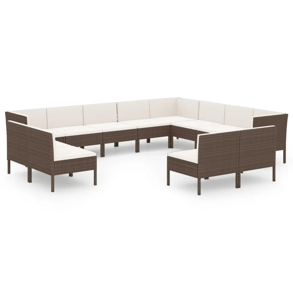 Set Divani da Giardino 12 pz con Cuscini in Polyrattan Marrone cod mxl 38406