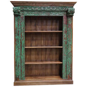 Libreria/scaffale in legno verde artigianale, 166x53x213h cm