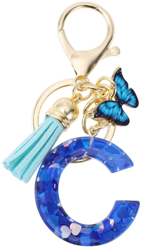 Sleutelhanger decorativo per donne con iniziale - Materiale di hars duraturo - Pennello - Lunghezza 9,3 cm