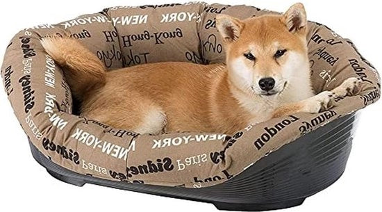 Cuscino per cani e gatti - Copertura lavabile - Adattabile - Marrone - 85 x 62 cm - Cotone - Corda elastica