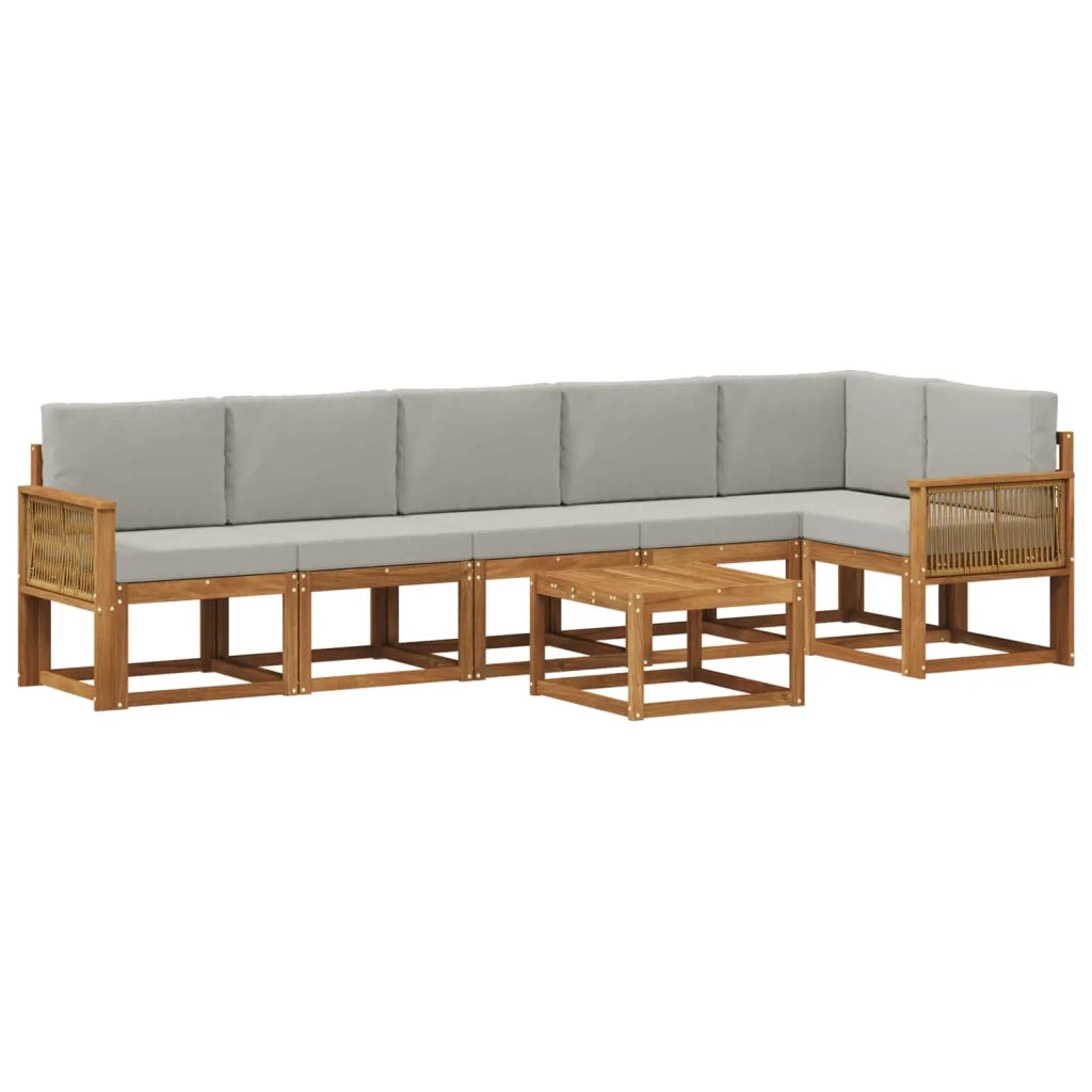 Set di divani da esterno 7 pcs Naturale e Grigio Chiaro 3385277