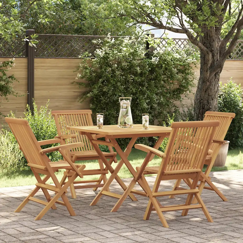Set da Pranzo da Giardino 5 pz in Legno Massello di Teak