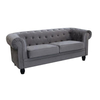 DIVANO A 2  POSTI CHESTERFIELD IN VELLUTO COLORE GRIGIO