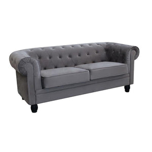 DIVANO A 2  POSTI CHESTERFIELD IN VELLUTO COLORE GRIGIO