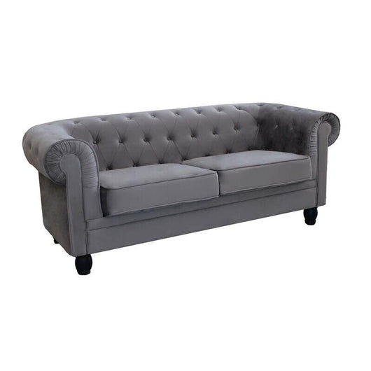 DIVANO A 2  POSTI CHESTERFIELD IN VELLUTO COLORE GRIGIO