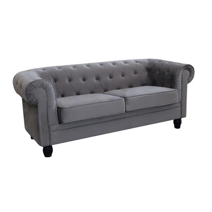 DIVANO A 2  POSTI CHESTERFIELD IN VELLUTO COLORE GRIGIO