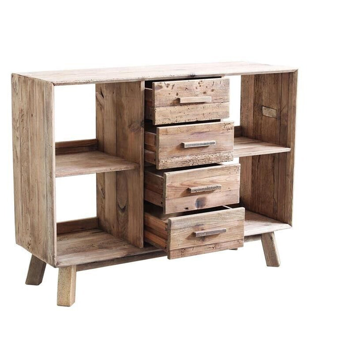 CREDENZA ADAM IN LEGNO DI PINO RICICLATO CON 4 CASSETTI 120 X 40 X H90 CM