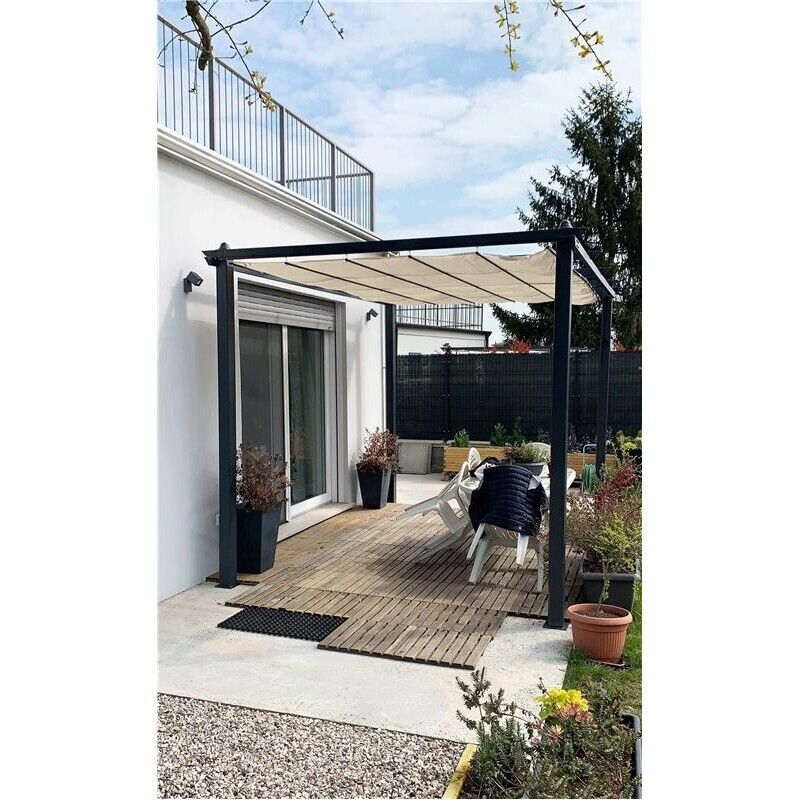 GAZEBO ASTORIA  ANTRACITE CON TELO BEIGE 3X4 MT