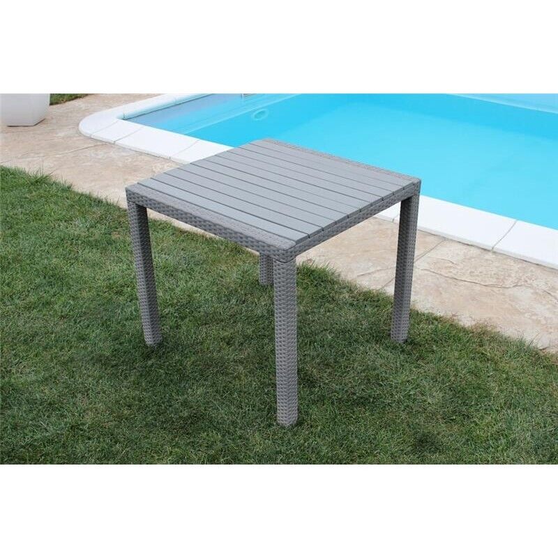 TAVOLO MINORCA IN ALLUMINIO E  WICKER BIANCO 80 X 80 X H 75 CM