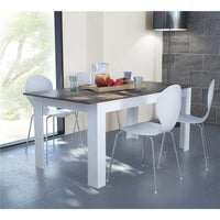 TAVOLO GEMMA ALLUNGABILE 160/200 X 90 X H75CM BIANCO E GRIGIO EFFETTO CEMENTO