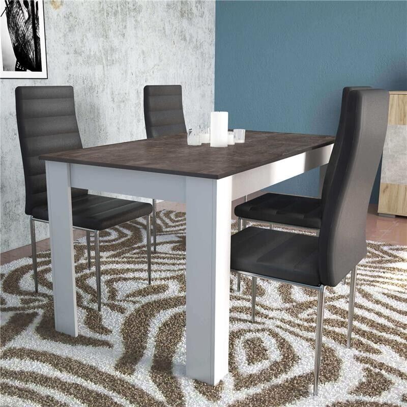TAVOLO PEPPER BIANCO E GRIGIO SCURO EFFETTO CEMENTO 138 X 80 X H 74,5 CM