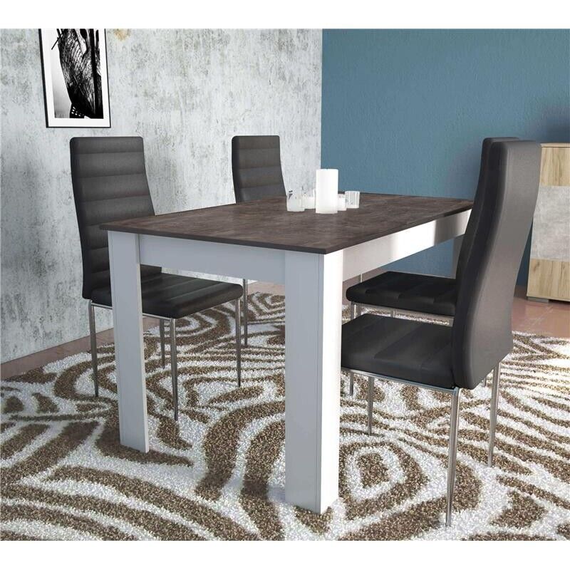 TAVOLO PEPPER BIANCO E GRIGIO SCURO EFFETTO CEMENTO 138 X 80 X H 74,5 CM