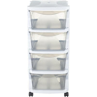CASSETTIERA CON 4 CASSETTI CON RUOTE BIANCO 36 X 40 X 80 CM
