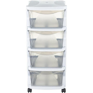 CASSETTIERA CON 4 CASSETTI CON RUOTE BIANCO 36 X 40 X 80 CM