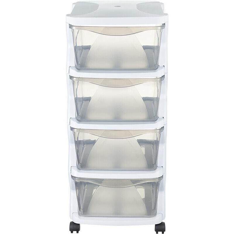 CASSETTIERA CON 4 CASSETTI CON RUOTE BIANCO 36 X 40 X 80 CM