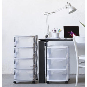 CASSETTIERA CON 4 CASSETTI CON RUOTE BIANCO 36 X 40 X 80 CM