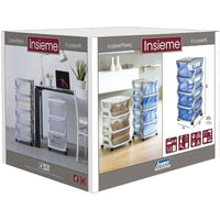 CASSETTIERA CON 4 CASSETTI CON RUOTE BIANCO 36 X 40 X 80 CM