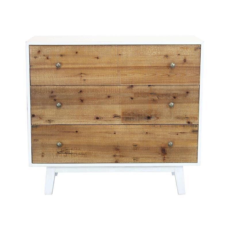 MOBILE BARNEY BIANCO CON DECORO COLOR NATURALE 100 X 45 X H90 CM