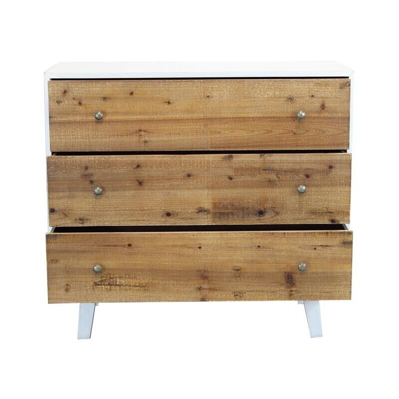 MOBILE BARNEY BIANCO CON DECORO COLOR NATURALE 100 X 45 X H90 CM