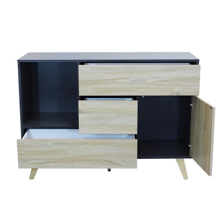 MOBILE EMORY GRIGIO E NATURALE CON ANTA E 3 CASSETTI 119 X 39,5 X H85,6 CM