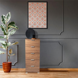 CASSETTIERA CON 5 CASSETTI TINTA NOCE 45 X 38 X H103 CM