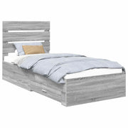 Letto singolo | Letto per adulti | Struttura del letto Grigio Sonoma e Argento 75 x 190 cm