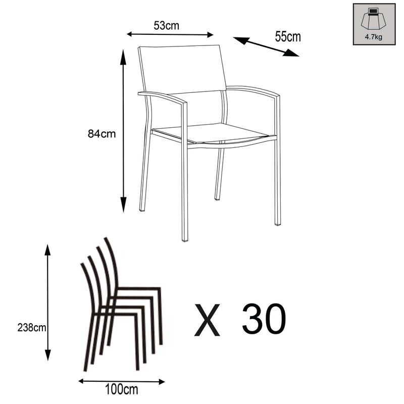 SEDIA FLORIDA IN ACCIAIO INOX E TEXTILENE IN COLORE GRIGIO
