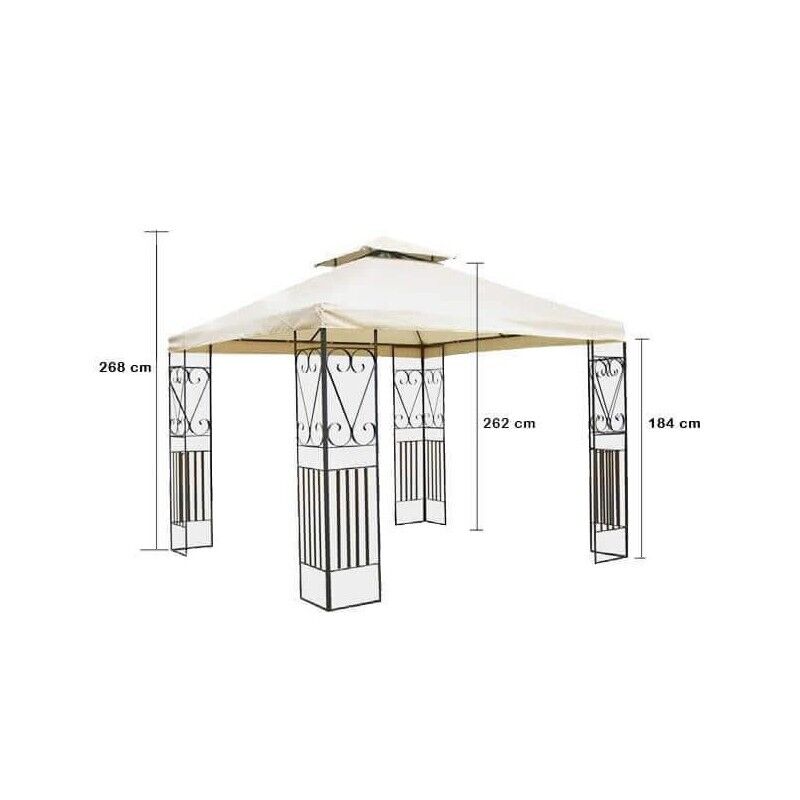 GAZEBO BOSTON CON STRUTTURA IN ACCIAIO 3 X 3 MT