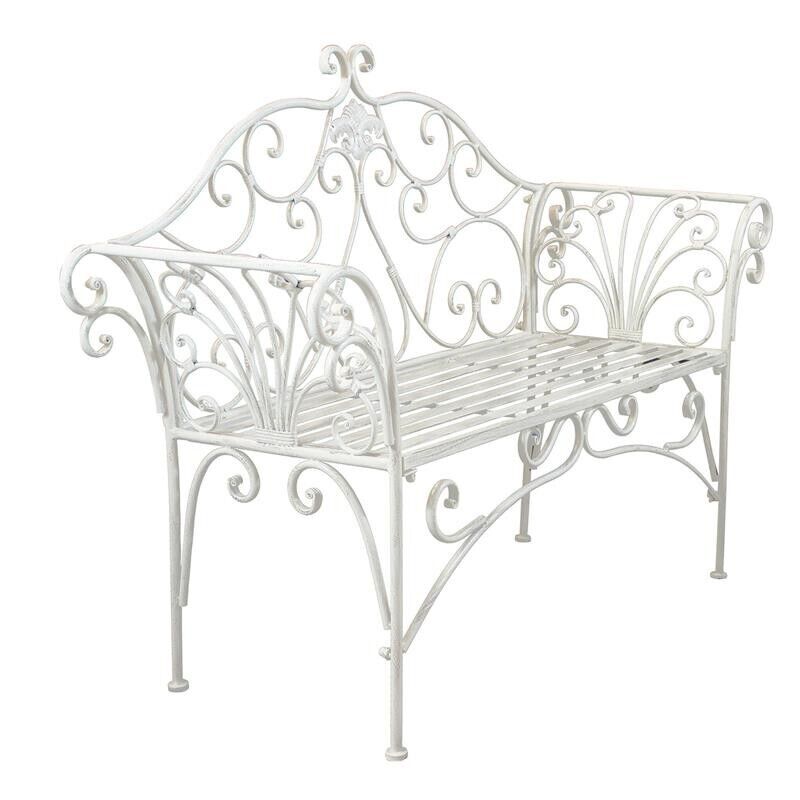 PANCA ELOISE IN ACCIAIO VERNICIATO A POLVERE BIANCO ANTICO