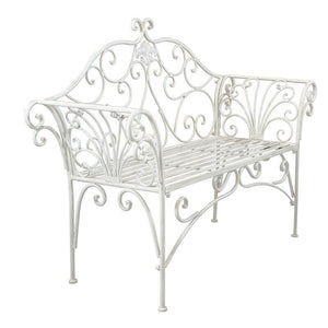 PANCA ELOISE IN ACCIAIO VERNICIATO A POLVERE BIANCO ANTICO