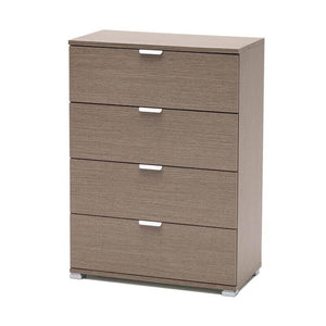 CASSETTIERA BASIC CON 4 CASSETTI IN LEGNO ROVERE GRIGIO 60 X 38 X H 85 CM