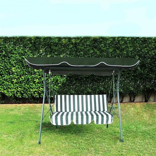 DONDOLO GREEN CON CUSCINO A RIGHE VERDI E PARASOLE 170 X 110 X H153 CM