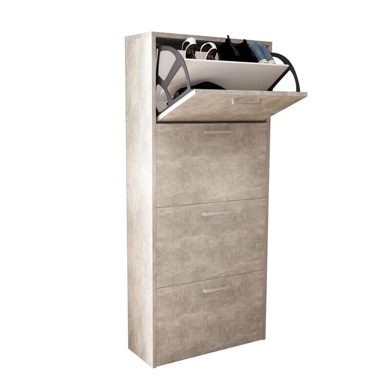 SCARPIERA MOLLY 4 ANTE A RIBALTA GRIGIO EFFETTO CEMENTO 59 X 25 X H140 CM