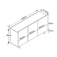 CREDENZA CARLILE ANTRACITE E ROVERE CHIARO 150 X 41,5 X H76 CM