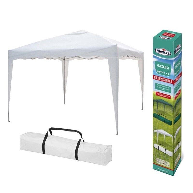 MAURY'S GAZEBO PIEGHEVOLE 3 X 3 MT IN COLORE BIANCO CON SACCA
