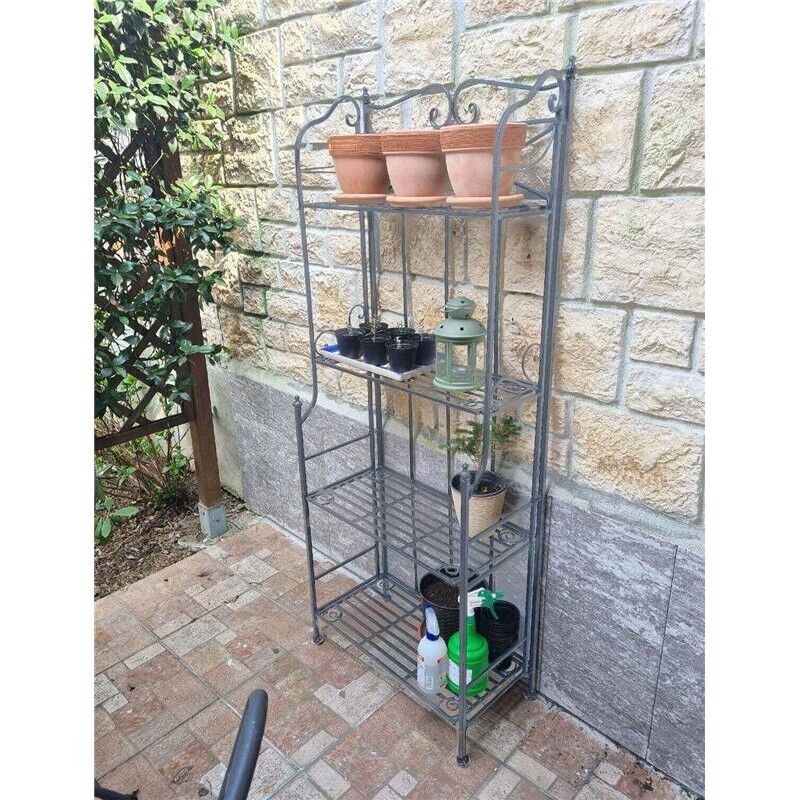 SCAFFALE PORTAVASI NOELLE CON 4 PIANI IN COLORE BIANCO OSSIDATO 61 X 32X H156 CM