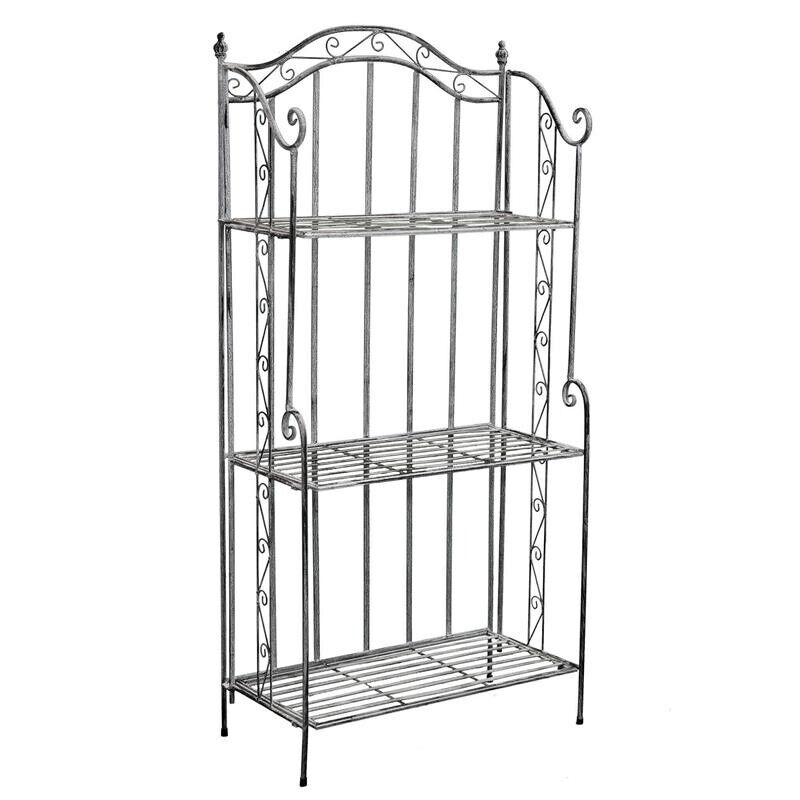 SCAFFALE PORTAVASI SELENE CON 3 PIANI IN COLORE BIANCO OSSIDATO