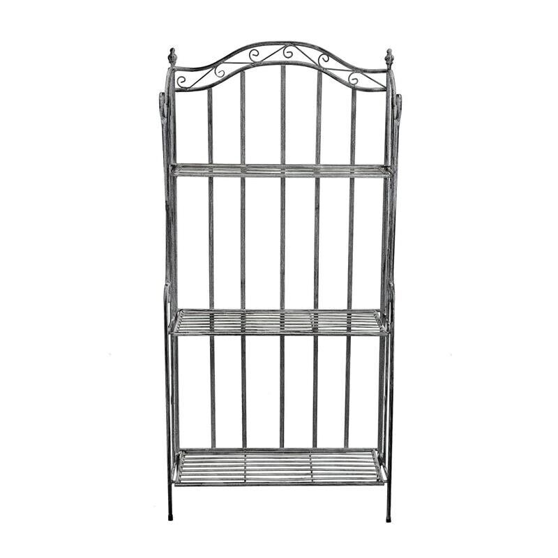 SCAFFALE PORTAVASI SELENE CON 3 PIANI IN COLORE BIANCO OSSIDATO