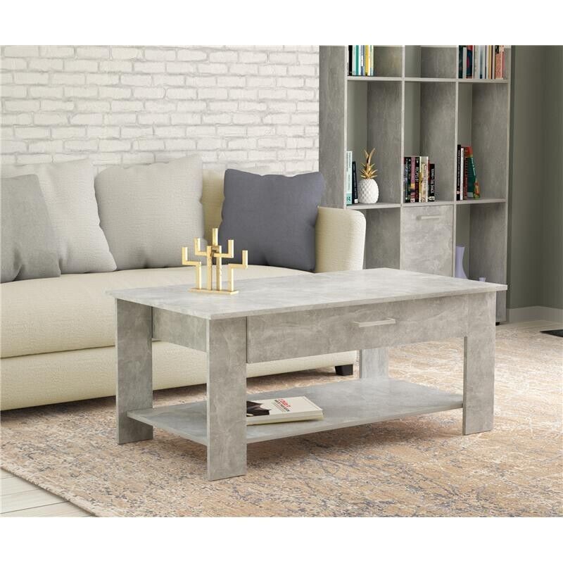 TAVOLINO MYRTO PER SALOTTI IN DESIGN MODERNO GRIGIO EFFETTO CEMENTO