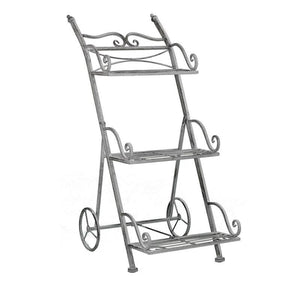 SCAFFALE PORTAVASI KIMBERLY CON 3 PIANI IN COLORE BIANCO OSSIDATO