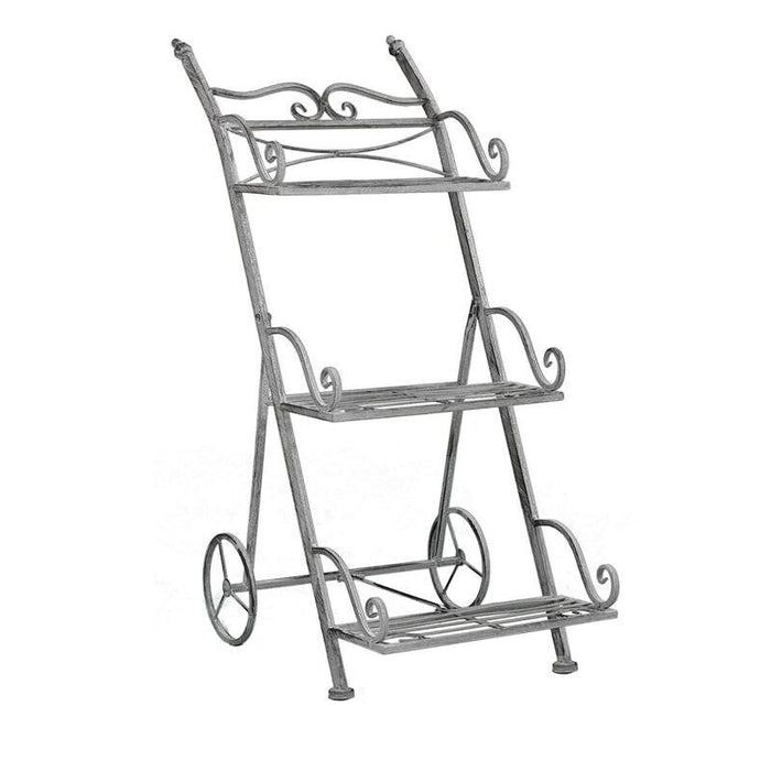 SCAFFALE PORTAVASI KIMBERLY CON 3 PIANI IN COLORE BIANCO OSSIDATO