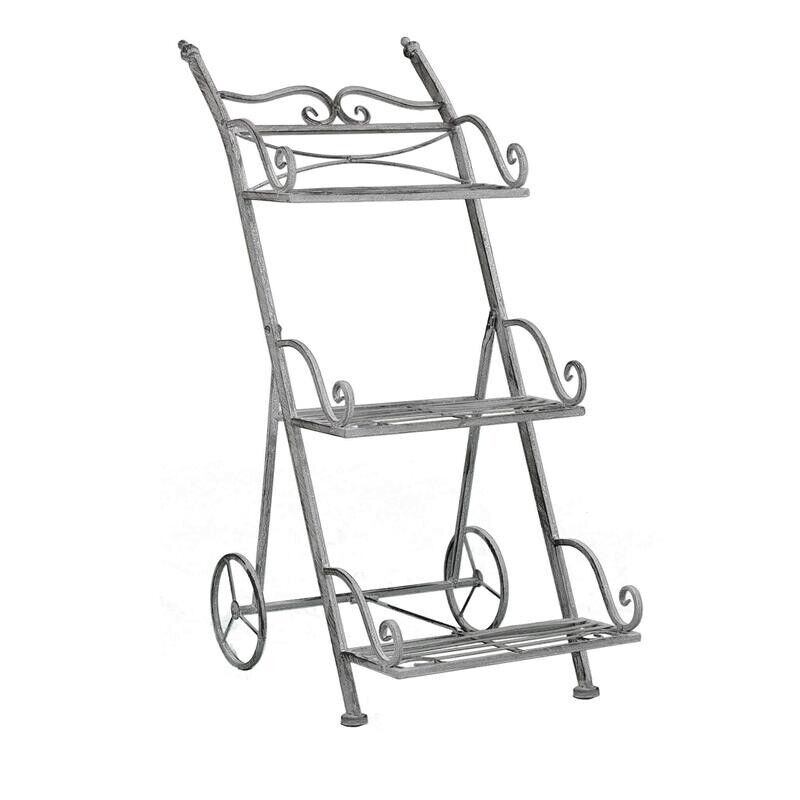 SCAFFALE PORTAVASI KIMBERLY CON 3 PIANI IN COLORE BIANCO OSSIDATO