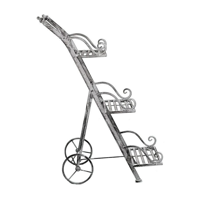 SCAFFALE PORTAVASI KIMBERLY CON 3 PIANI IN COLORE BIANCO OSSIDATO